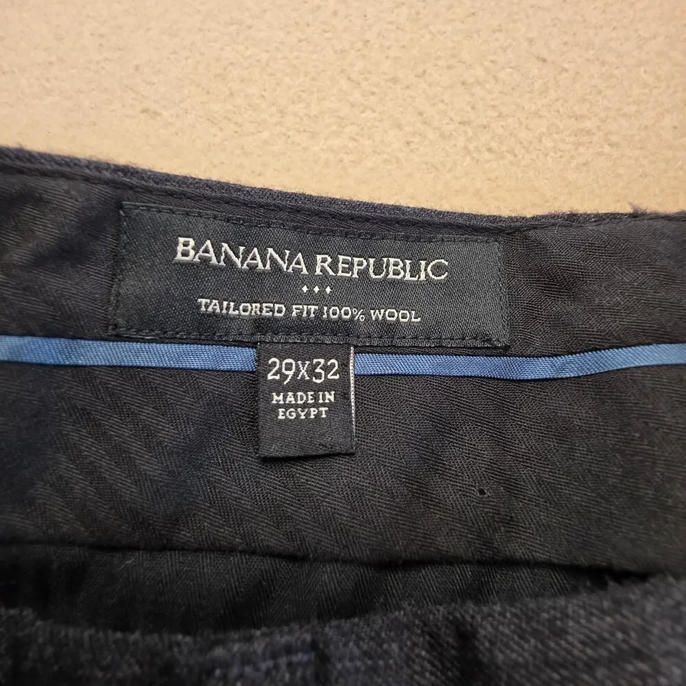 Banana Republic Tailored Fit 100% Wool Dress Pants Charcoal Sz 29x32